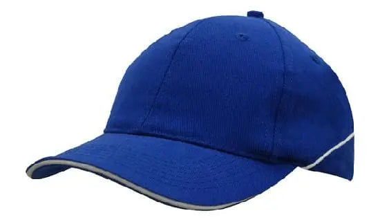 Headwear Cap With Sandwich & Crown Piping X12 in Royal/White